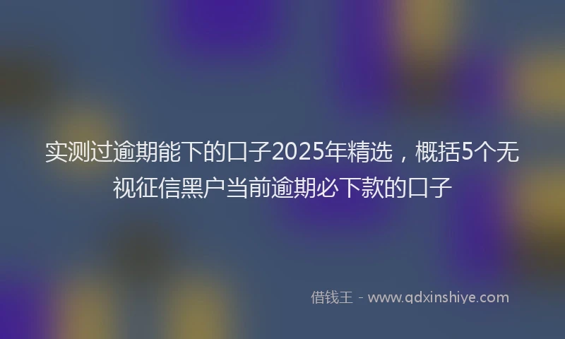 实测过逾期能下的口子2025年精选，概括5个无视征信黑户当前逾期必下款的口子