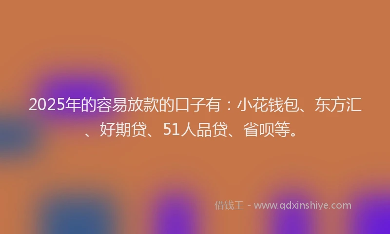 2025年的容易放款的口子有：小花钱包、东方汇、好期贷、51人品贷、省呗等。