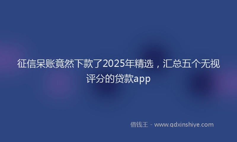 征信呆账竟然下款了2025年精选，汇总五个无视评分的贷款app