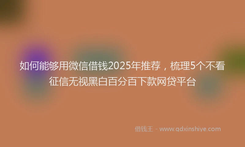 如何能够用微信借钱2025年推荐，梳理5个不看征信无视黑白百分百下款网贷平台