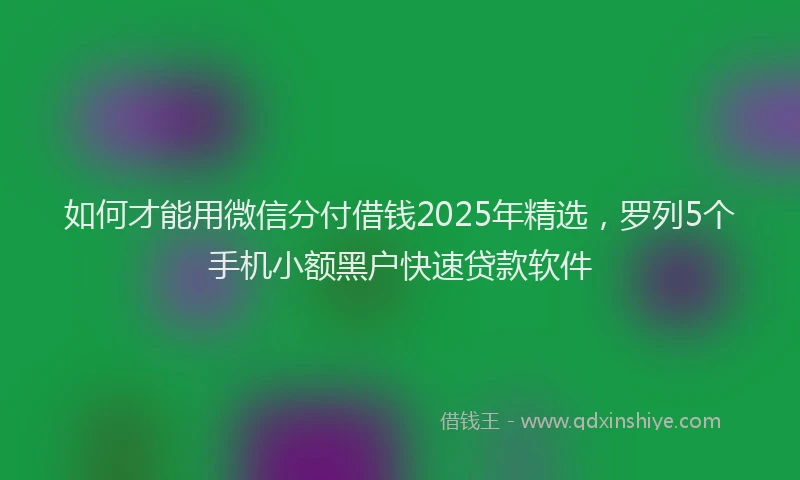 如何才能用微信分付借钱2025年精选，罗列5个手机小额黑户快速贷款软件