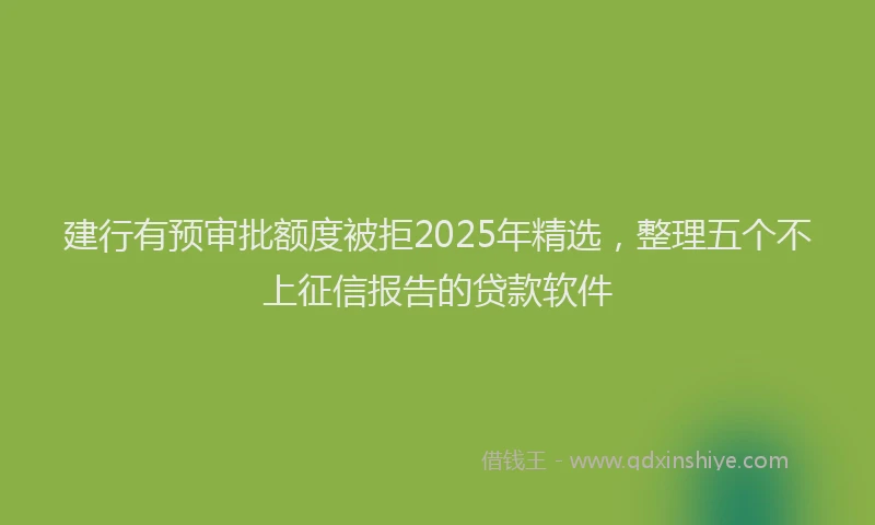 建行有预审批额度被拒2025年精选，整理五个不上征信报告的贷款软件
