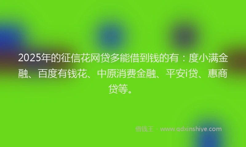 2025年的征信花网贷多能借到钱的有：度小满金融、百度有钱花、中原消费金融、平安i贷、惠商贷等。