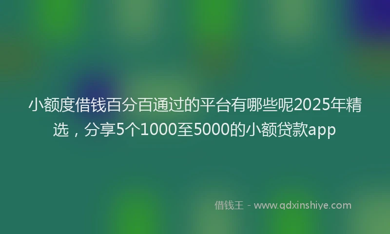 小额度借钱百分百通过的平台有哪些呢2025年精选，分享5个1000至5000的小额贷款app