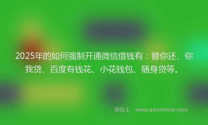 2025年的如何强制开通微信借钱有：替你还、你我贷、百度有钱花、小花钱包、随身贷等。