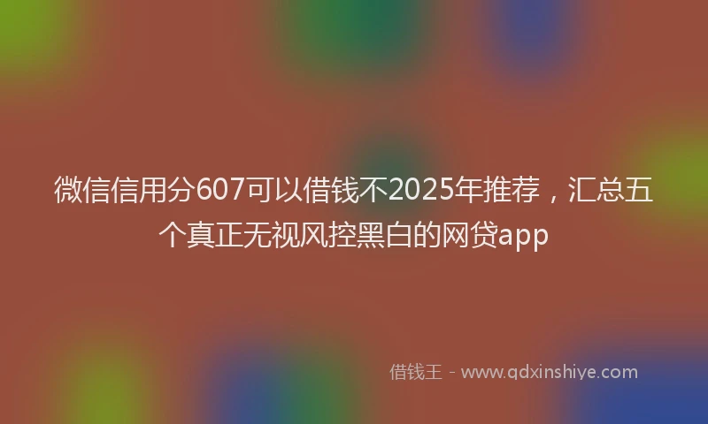 微信信用分607可以借钱不2025年推荐，汇总五个真正无视风控黑白的网贷app
