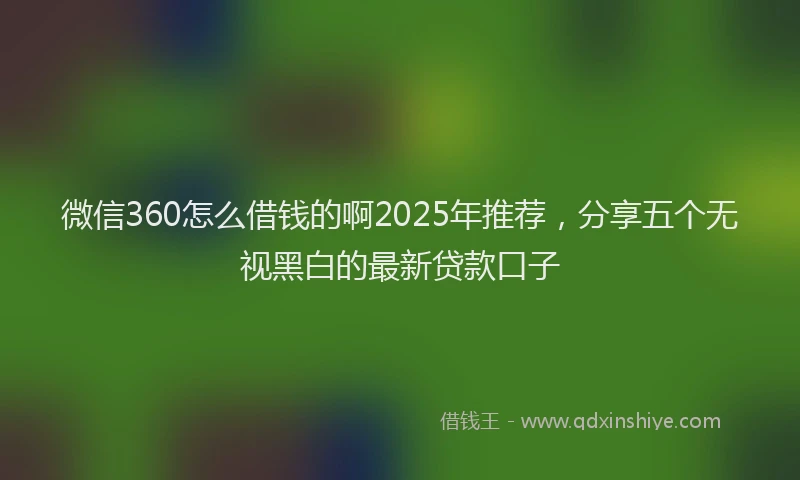 微信360怎么借钱的啊2025年推荐，分享五个无视黑白的最新贷款口子