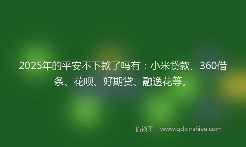 2025年的平安不下款了吗有：小米贷款、360借条、花呗、好期贷、融逸花等。