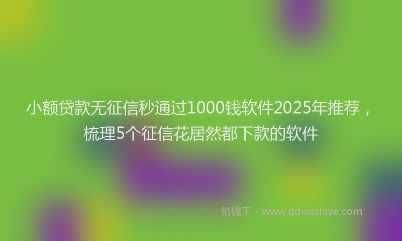 小额贷款无征信秒通过1000钱软件2025年推荐，梳理5个征信花居然都下款的软件