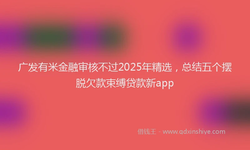 广发有米金融审核不过2025年精选，总结五个摆脱欠款束缚贷款新app