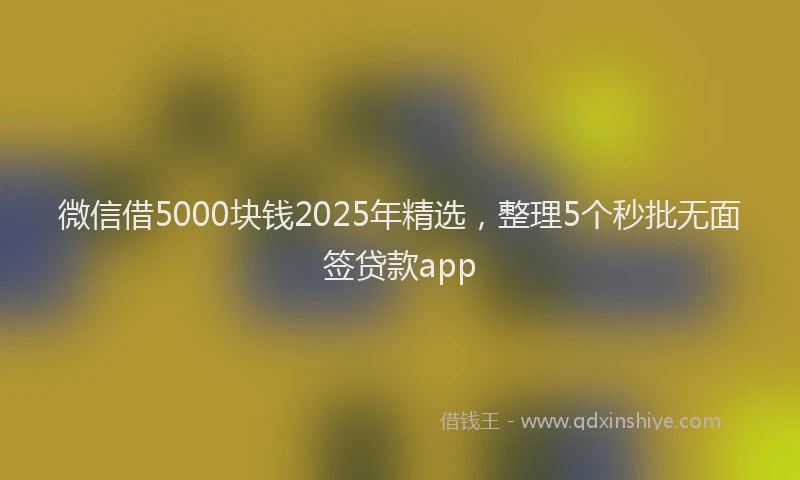 微信借5000块钱2025年精选，整理5个秒批无面签贷款app