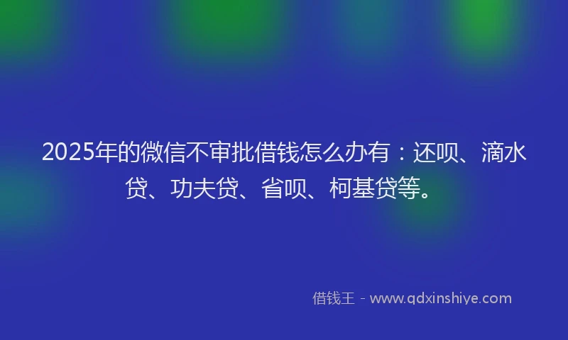 2025年的微信不审批借钱怎么办有：还呗、滴水贷、功夫贷、省呗、柯基贷等。