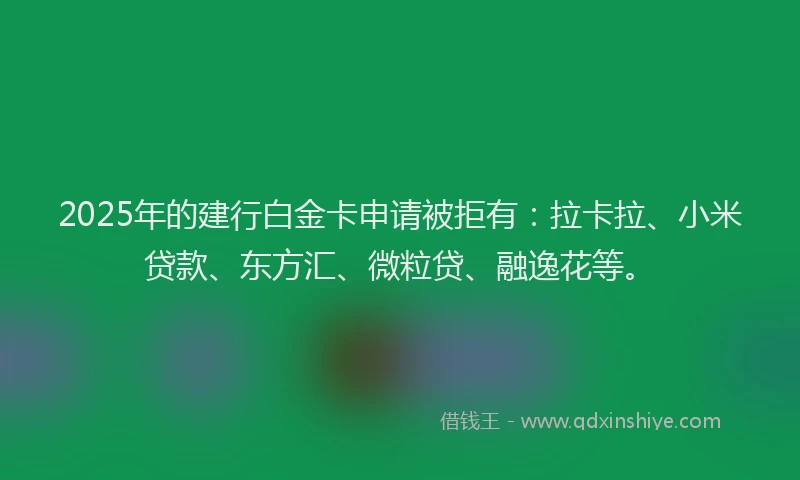 2025年的建行白金卡申请被拒有：拉卡拉、小米贷款、东方汇、微粒贷、融逸花等。