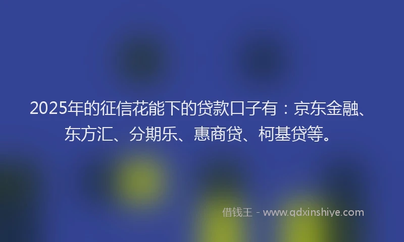 2025年的征信花能下的贷款口子有：京东金融、东方汇、分期乐、惠商贷、柯基贷等。