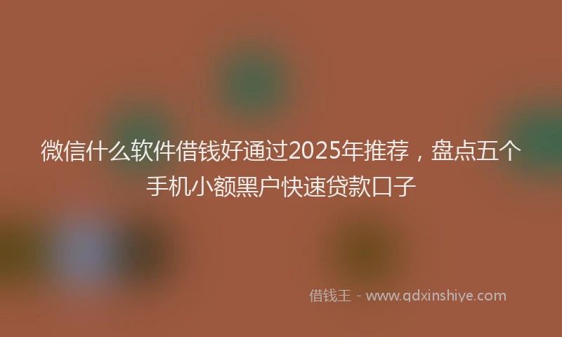 微信什么软件借钱好通过2025年推荐，盘点五个手机小额黑户快速贷款口子