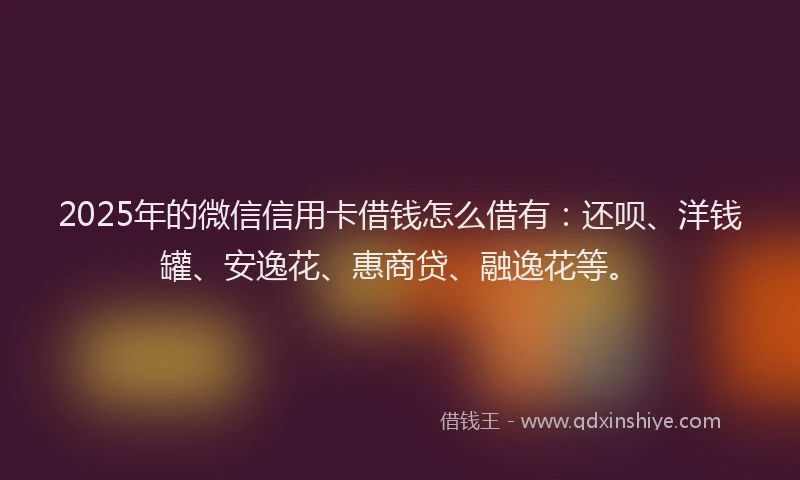 2025年的微信信用卡借钱怎么借有：还呗、洋钱罐、安逸花、惠商贷、融逸花等。