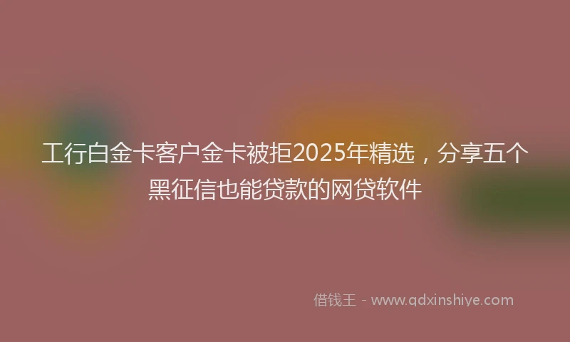 工行白金卡客户金卡被拒2025年精选，分享五个黑征信也能贷款的网贷软件