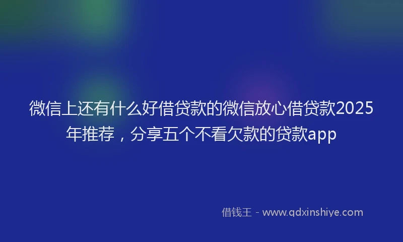 微信上还有什么好借贷款的微信放心借贷款2025年推荐，分享五个不看欠款的贷款app