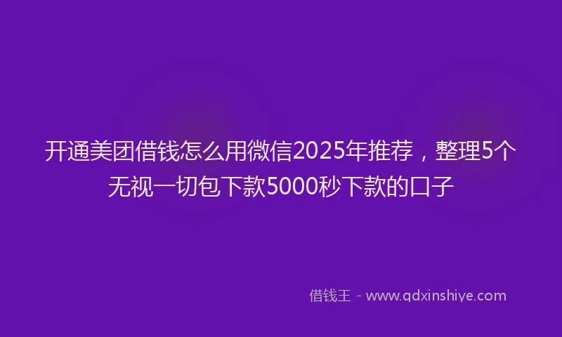 开通美团借钱怎么用微信2025年推荐，整理5个无视一切包下款5000秒下款的口子