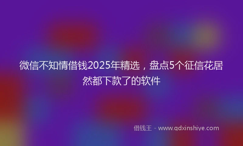 微信不知情借钱2025年精选，盘点5个征信花居然都下款了的软件