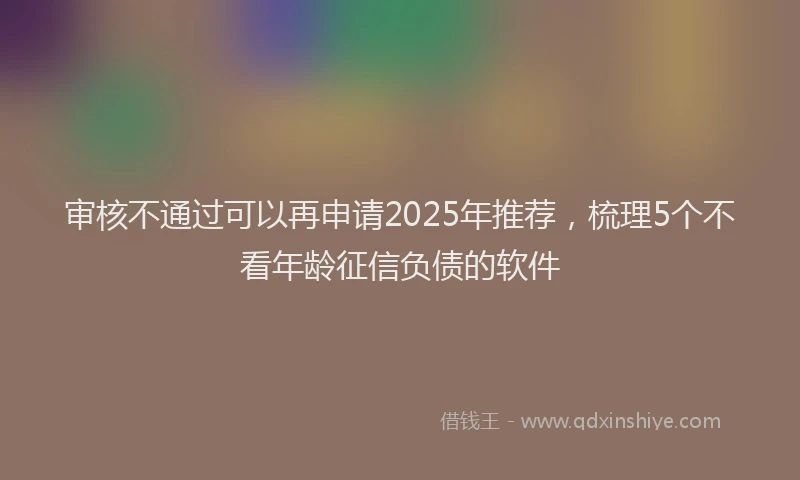 审核不通过可以再申请2025年推荐，梳理5个不看年龄征信负债的软件