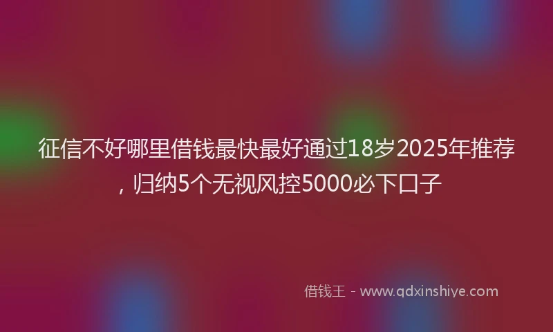 征信不好哪里借钱最快最好通过18岁2025年推荐，归纳5个无视风控5000必下口子