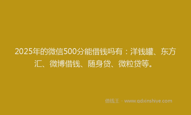 2025年的微信500分能借钱吗有：洋钱罐、东方汇、微博借钱、随身贷、微粒贷等。