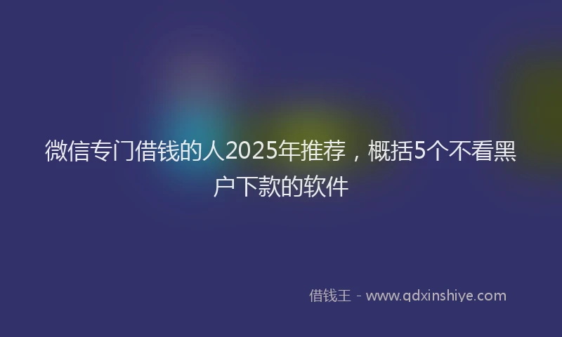 微信专门借钱的人2025年推荐，概括5个不看黑户下款的软件