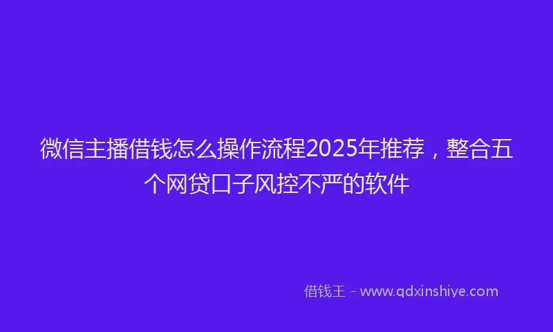 微信主播借钱怎么操作流程2025年推荐，整合五个网贷口子风控不严的软件
