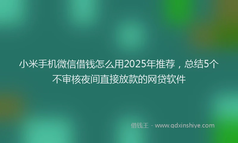 小米手机微信借钱怎么用2025年推荐，总结5个不审核夜间直接放款的网贷软件