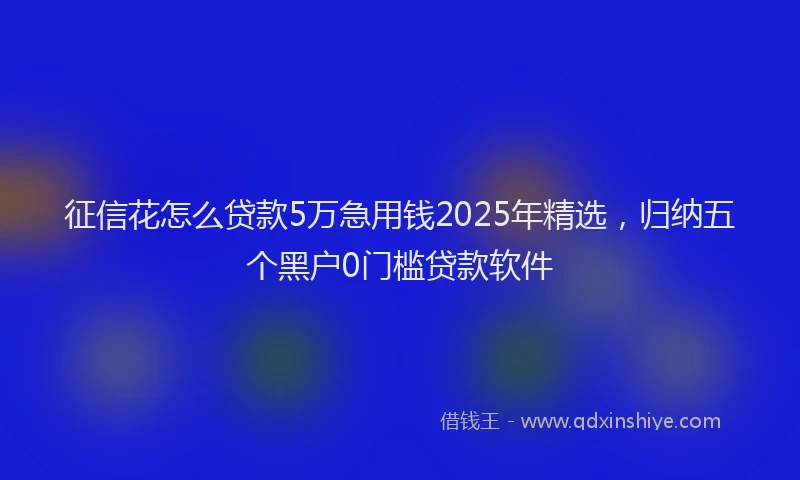 征信花怎么贷款5万急用钱2025年精选，归纳五个黑户0门槛贷款软件