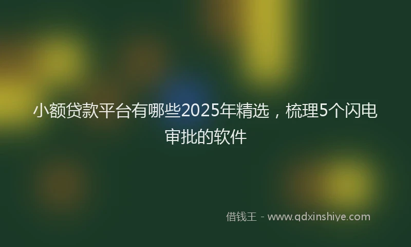 小额贷款平台有哪些2025年精选，梳理5个闪电审批的软件