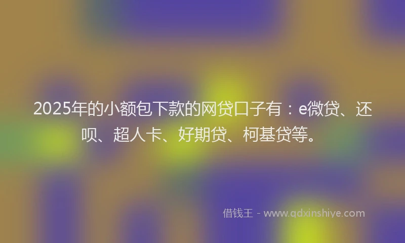 2025年的小额包下款的网贷口子有：e微贷、还呗、超人卡、好期贷、柯基贷等。