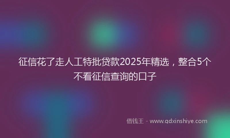 征信花了走人工特批贷款2025年精选，整合5个不看征信查询的口子
