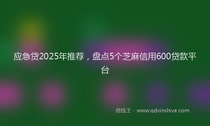 应急贷2025年推荐，盘点5个芝麻信用600贷款平台