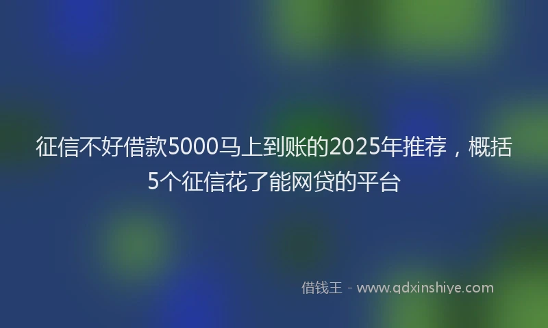 征信不好借款5000马上到账的2025年推荐，概括5个征信花了能网贷的平台