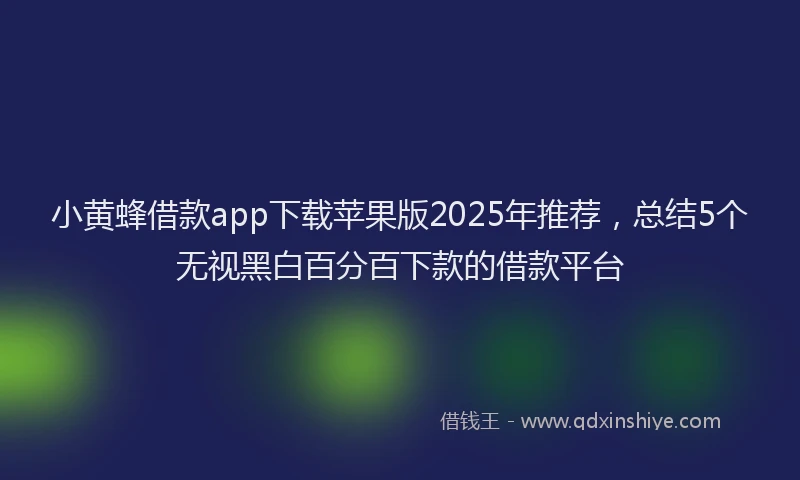 小黄蜂借款app下载苹果版2025年推荐，总结5个无视黑白百分百下款的借款平台