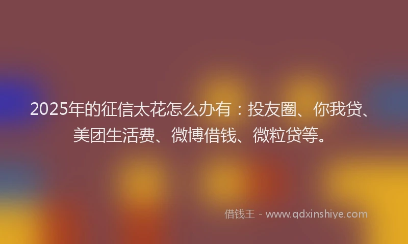 2025年的征信太花怎么办有：投友圈、你我贷、美团生活费、微博借钱、微粒贷等。