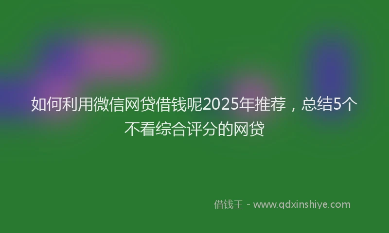 如何利用微信网贷借钱呢2025年推荐，总结5个不看综合评分的网贷