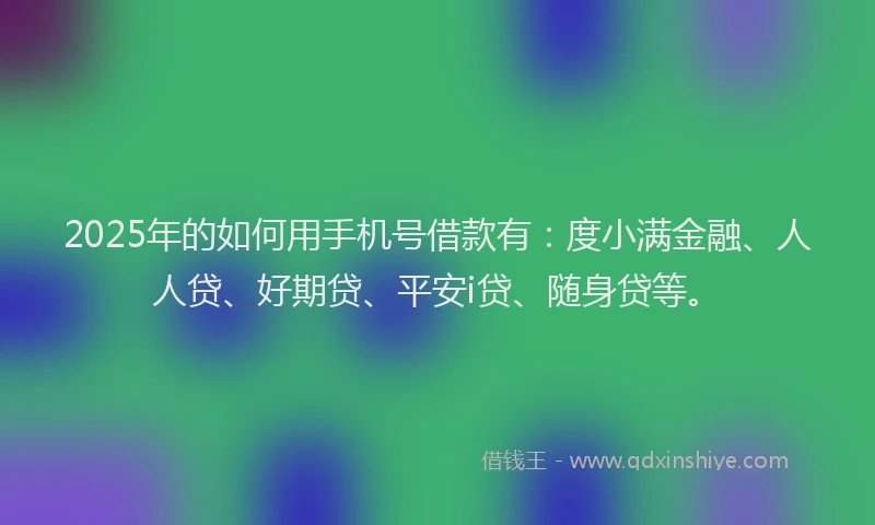 2025年的如何用手机号借款有：度小满金融、人人贷、好期贷、平安i贷、随身贷等。
