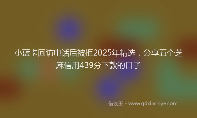 小蓝卡回访电话后被拒2025年精选，分享五个芝麻信用439分下款的口子