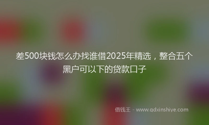 差500块钱怎么办找谁借2025年精选，整合五个黑户可以下的贷款口子
