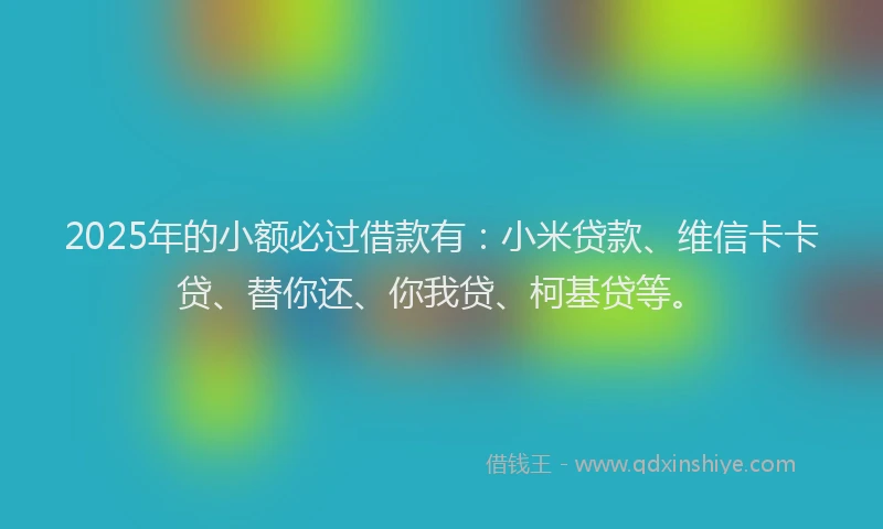 2025年的小额必过借款有：小米贷款、维信卡卡贷、替你还、你我贷、柯基贷等。