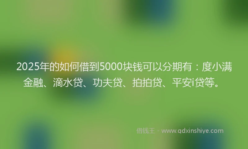 2025年的如何借到5000块钱可以分期有：度小满金融、滴水贷、功夫贷、拍拍贷、平安i贷等。