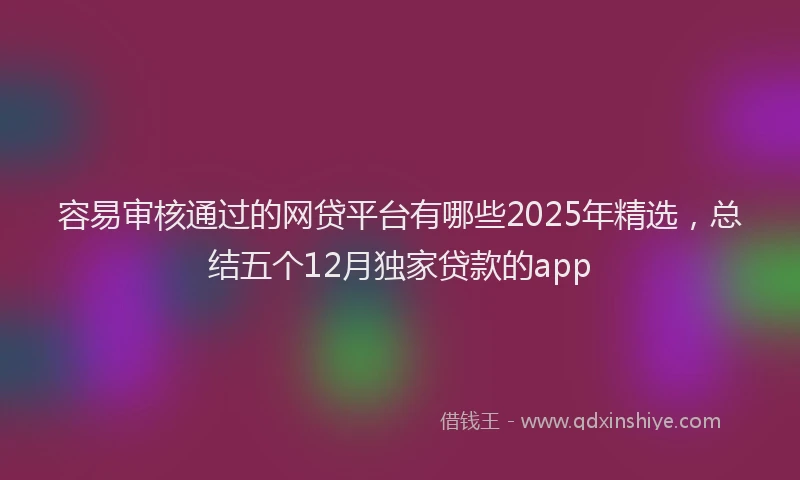 容易审核通过的网贷平台有哪些2025年精选，总结五个12月独家贷款的app