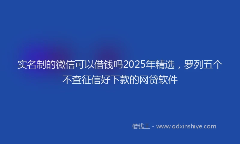 实名制的微信可以借钱吗2025年精选，罗列五个不查征信好下款的网贷软件