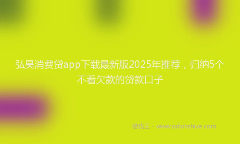弘昊消费贷app下载最新版2025年推荐，归纳5个不看欠款的贷款口子