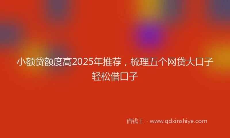 小额贷额度高2025年推荐，梳理五个网贷大口子轻松借口子