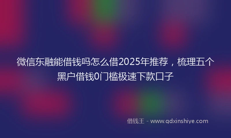 微信东融能借钱吗怎么借2025年推荐，梳理五个黑户借钱0门槛极速下款口子