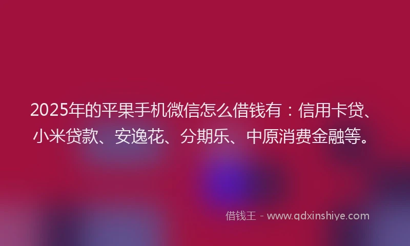 2025年的平果手机微信怎么借钱有：信用卡贷、小米贷款、安逸花、分期乐、中原消费金融等。